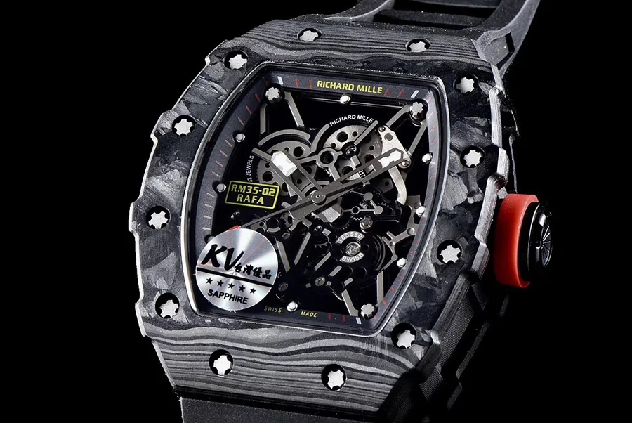 Richard Mille Replica RM 35-02 Black Imported Rubber Strap Folding Buckle