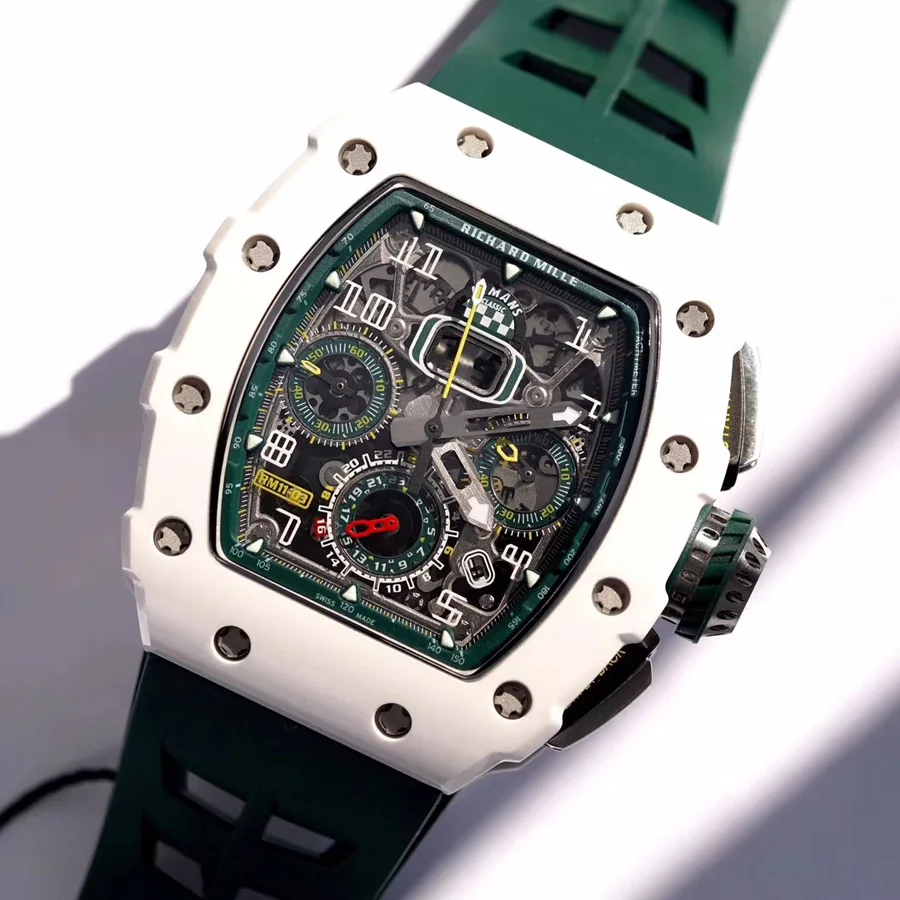 Richard Mille Replica RM 011-03 Green Rubber Strap