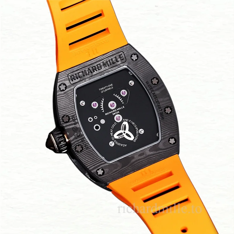 Richard Mille RM 019 Men Automatic Carbon Fiber Rubber Band Transparent Dial