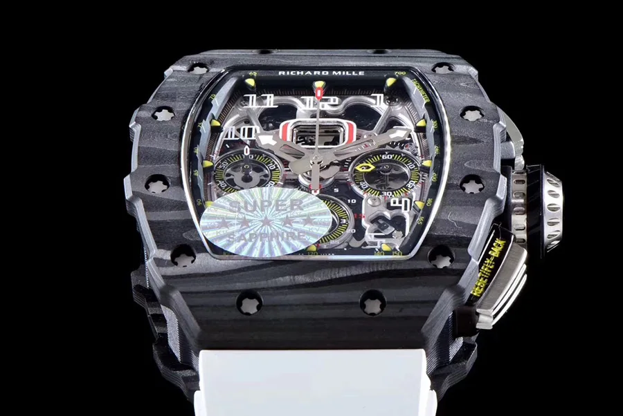 Richard Mille Replica RM 011 White Strap Carbon Fiber Bezel