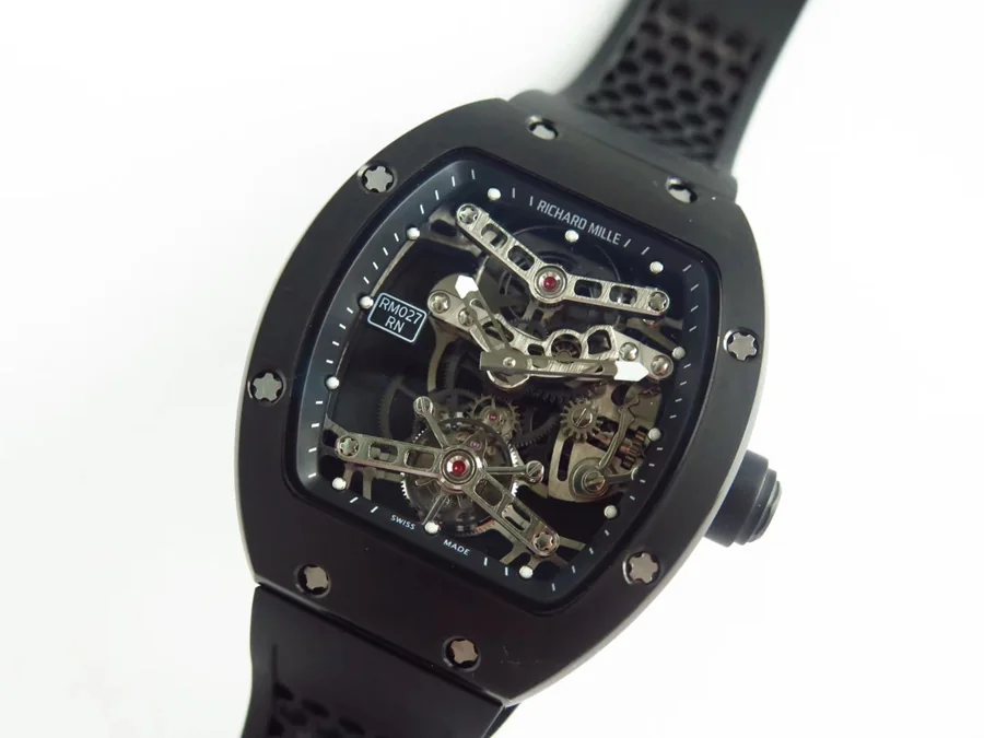 Richard Mille Replica RM 027 Black Rubber Strap Dense Bottom