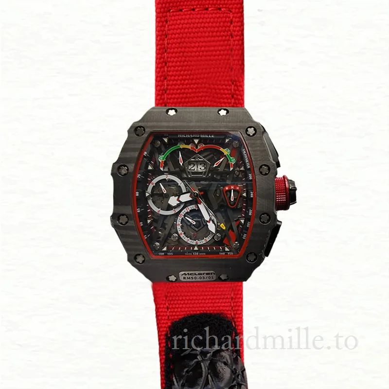 Richard Mille RM50-03 Mechanical Men Canvas Strap Titanium Watch