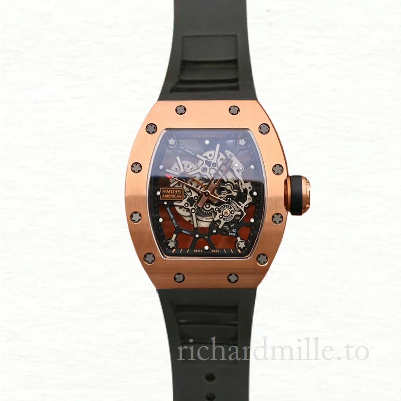 Richard Mille RM035 Men Mechanical Rubber Band Transparent Dial