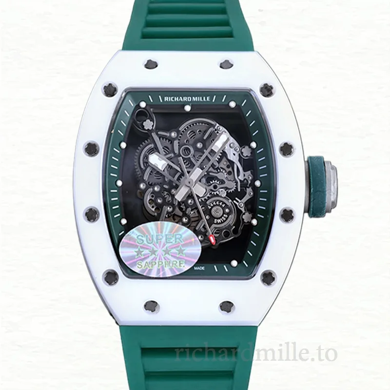 Richard Mille RM055 Men Automatic Transparent Dial Watch Rubber Band