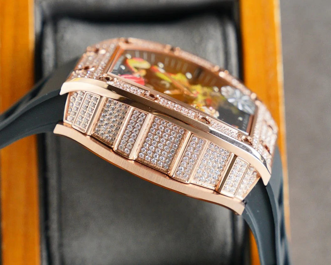 Richard Mille RM 51-01 Automatic Men Transparent Dial Rubber Band Watch