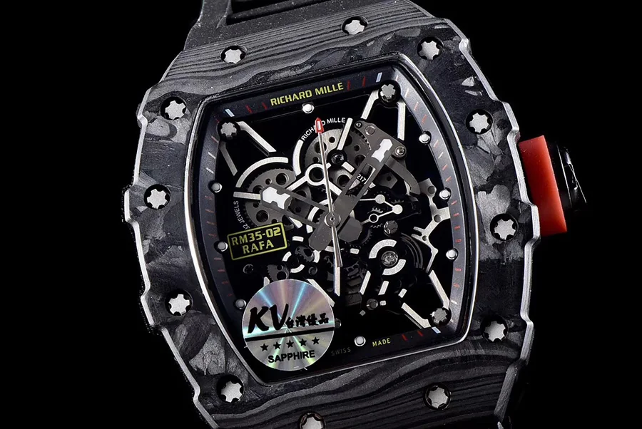 Richard Mille Replica RM 35-02 Black Imported Rubber Strap Folding Buckle