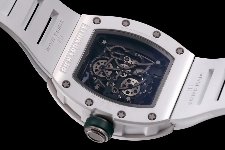 Richard Mille Replica RM 055 White Strap White Ceramic Material Case