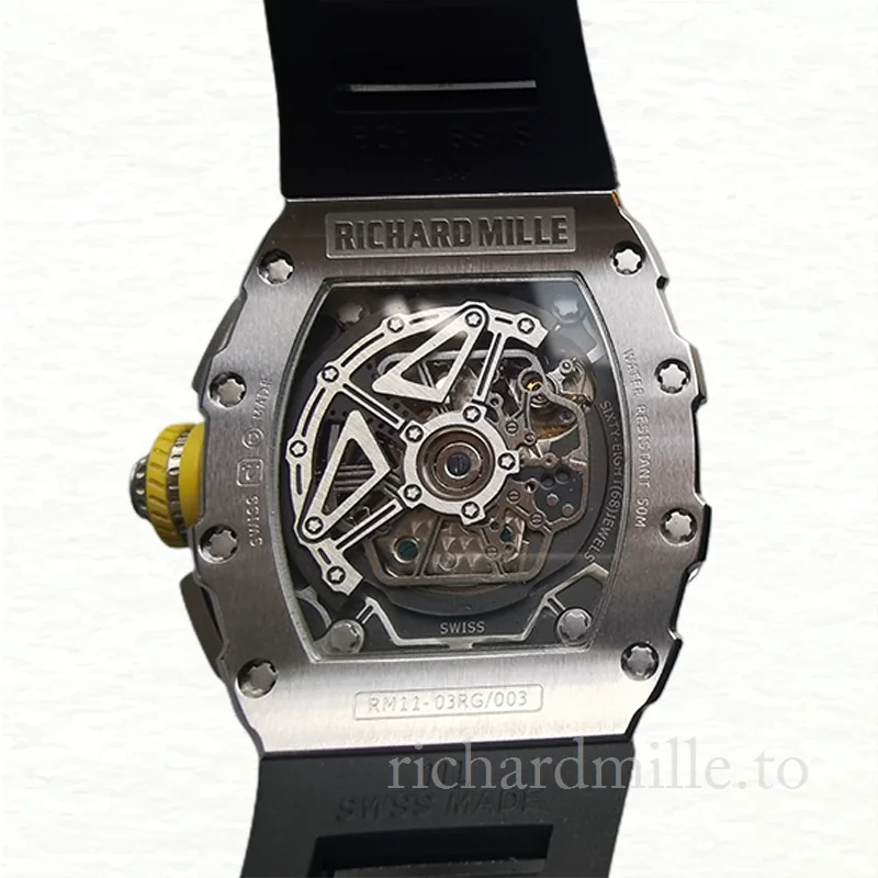 Richard Mille RM011 Men Automatic Stainless Steel Rubber Band