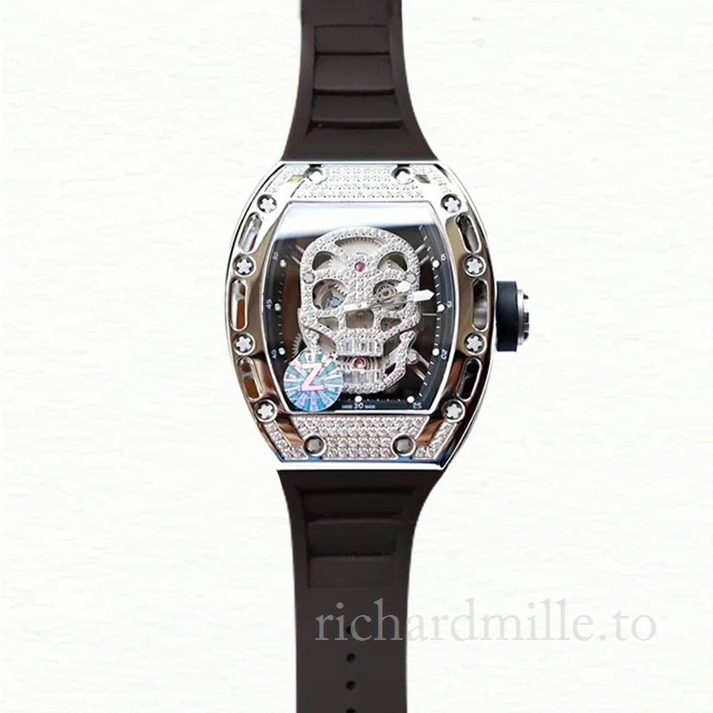 Richard Mille RM052 Men Mechanical Watch Diamonds Skull Dial