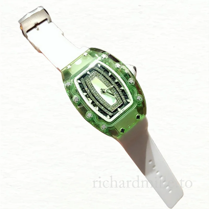 Richard Mille RM07-02 Ladies Automatic Black With Diamonds Dial Watch Rubber Band
