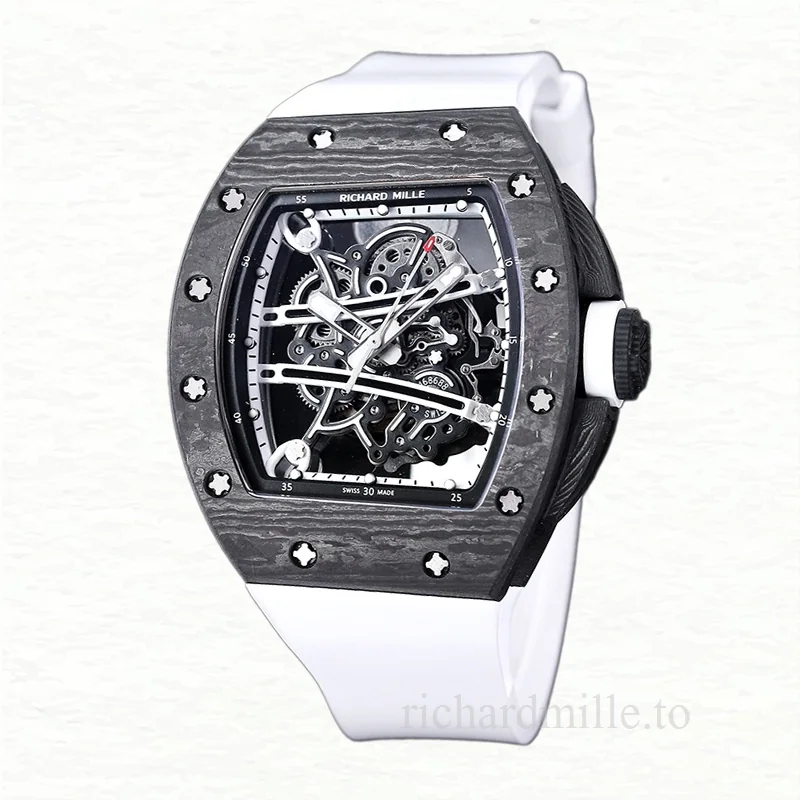 Richard Mille RM 61-01 Automatic Men Carbon Fiber Transparent Dial Rubber Band