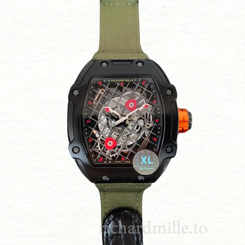 Richard Mille RM27-04 Mechanical Men Transparent Dial Nylon Strap Watch