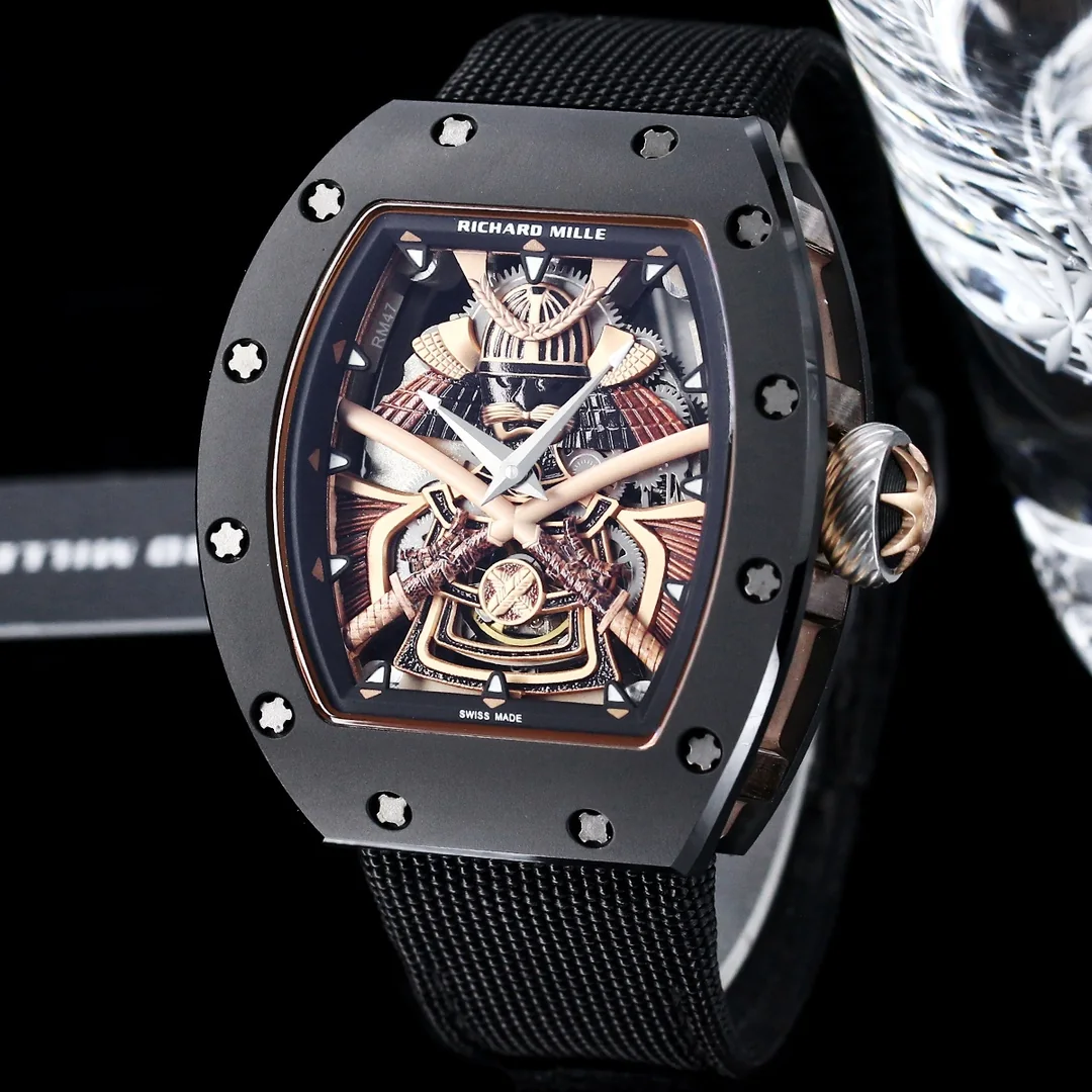 Luxury Richard Mille RM 47 Replica – Best Swiss Skeleton Tourbillon Watch With Ceramic Case & Samurai Design