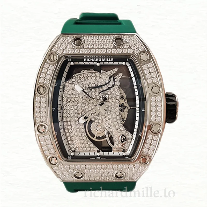 Richard Mille RM52-02 Mechanical Men Watch Rubber Band Diamond Bezel