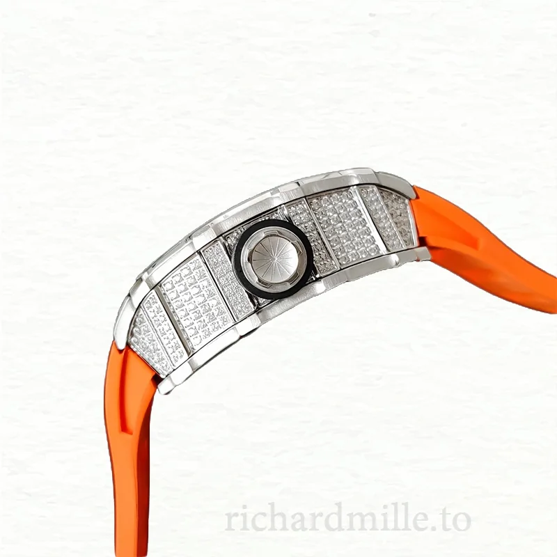 Richard Mille RM35-02 Men Mechanical Watch Rubber Band Diamond Bezel