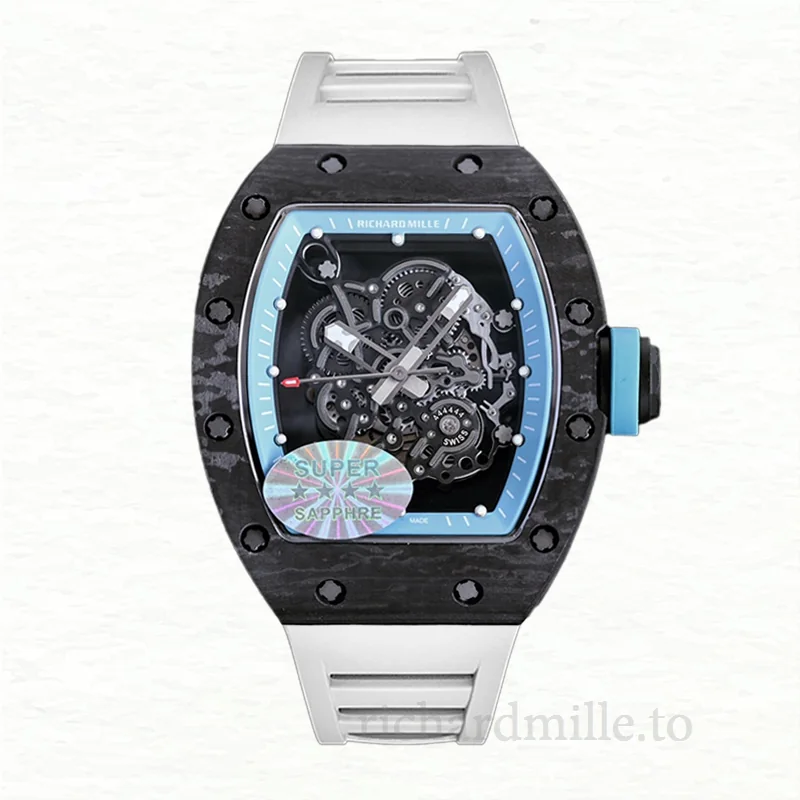 Richard Mille RM055 Automatic Men Rubber Band Dot Transparent Dial