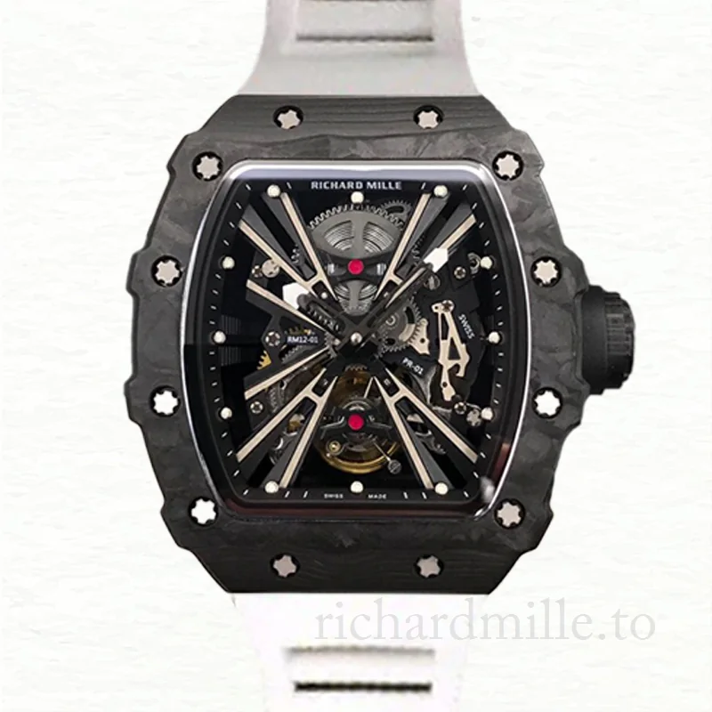 Richard Mille RM12-01 Mechanical Men Rubber Band Carbon Fiber