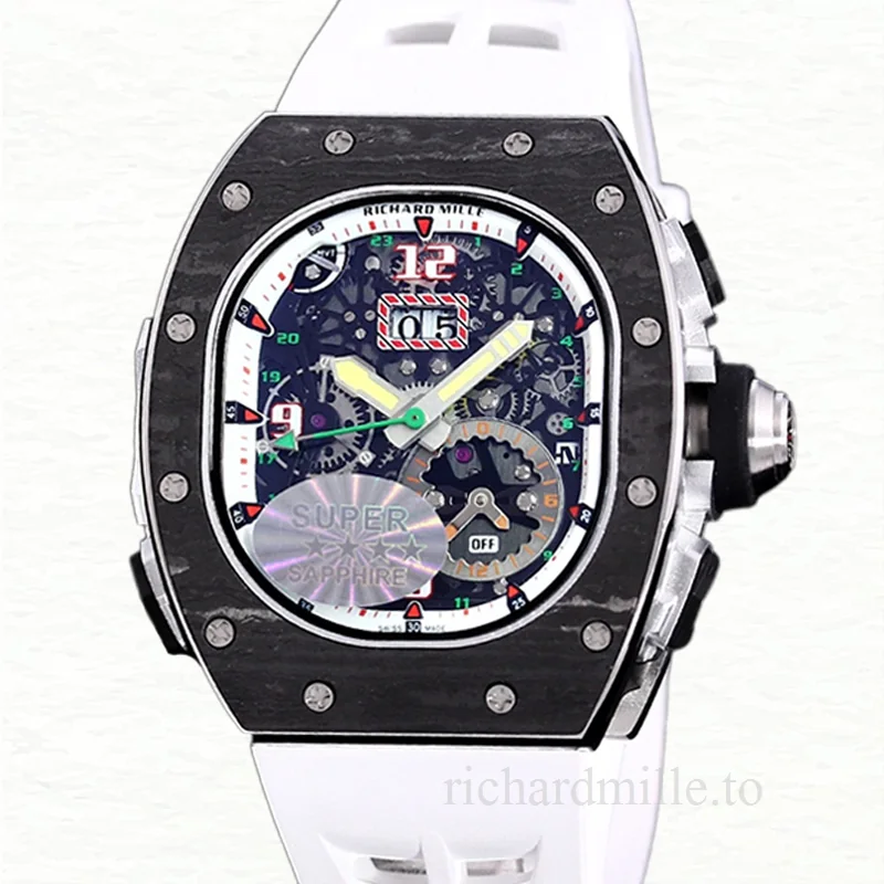 Richard Mille RM 62-01 Men Automatic Transparent Dial Carbon Fiber Rubber Band