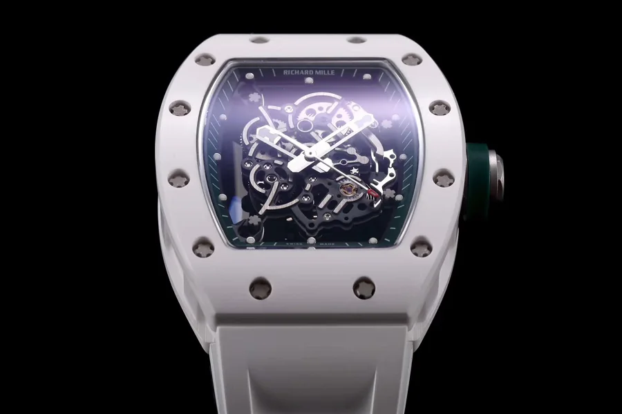 Richard Mille Replica RM 055 White Strap White Ceramic Material Case