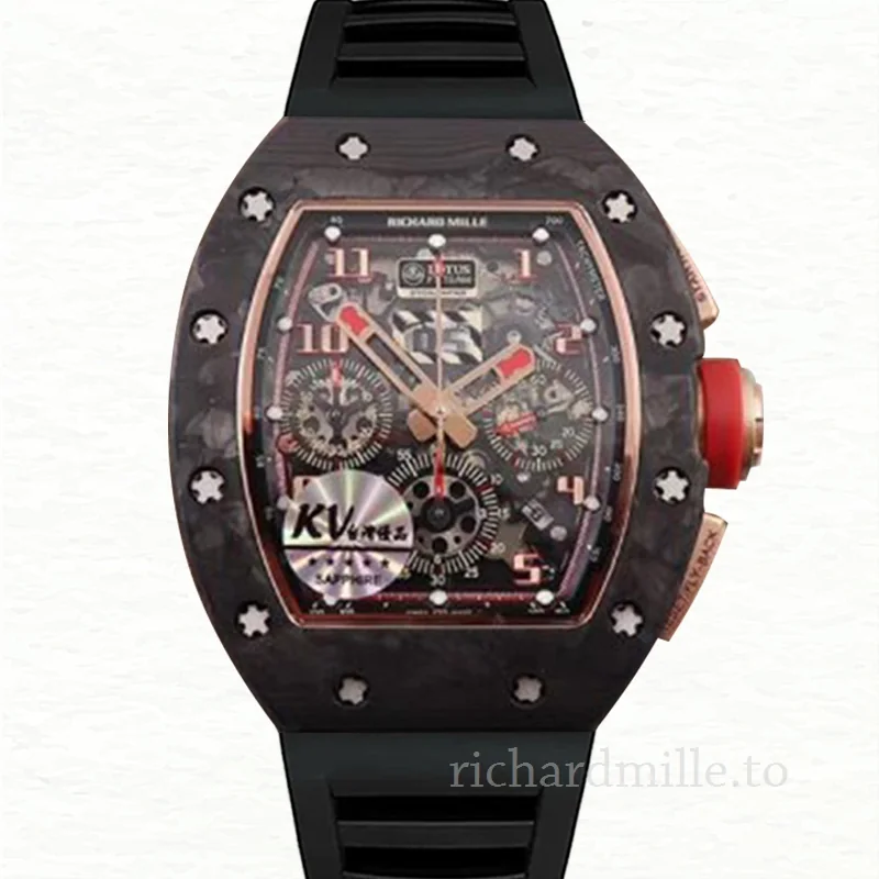 Richard Mille RM 011 Rubber Band Men's Transparent Dial Black