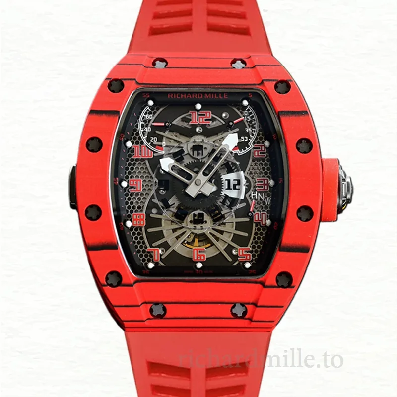 Richard Mille RM022 Automatic Men Black Dial Rubber Band Watch