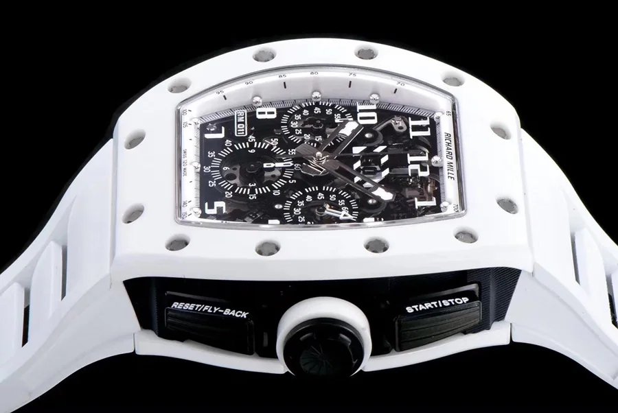 Richard Mille Replica RM 011 White Strap White Dial With Openwork Face