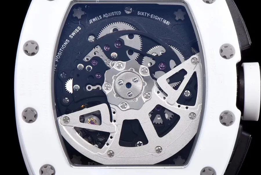 Richard Mille Replica RM 011 White Strap White Dial With Openwork Face
