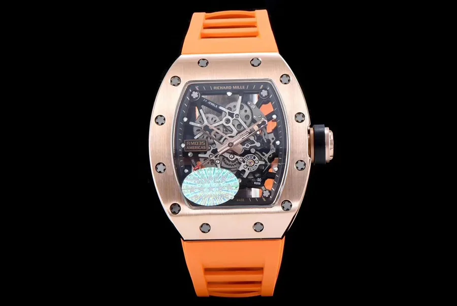 Richard Mille Replica RM 035 Orange Rubber Strap