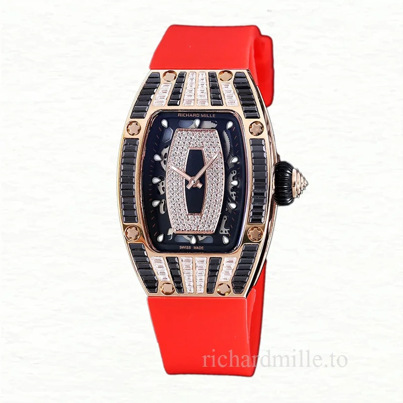 Richard Mille RM 07-01 Ladies Automatic Watch Rubber Band Black With Diamonds Dial