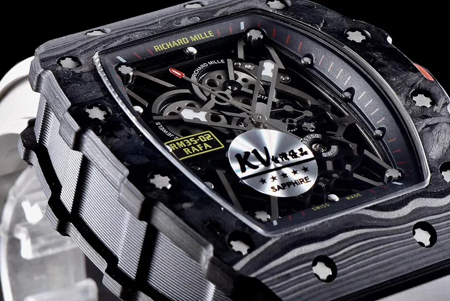 Richard Mille Replica RM 35 Grey Strap Imported Carbon Fiber Material Bezel