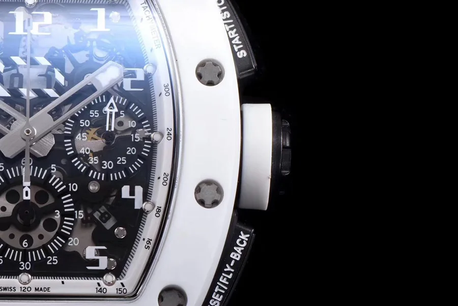 Richard Mille Replica RM 011 White Strap White Dial With Openwork Face
