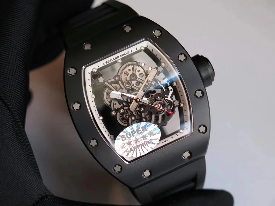 Richard Mille Replica RM 055 Full Ceramic Case Black Strap