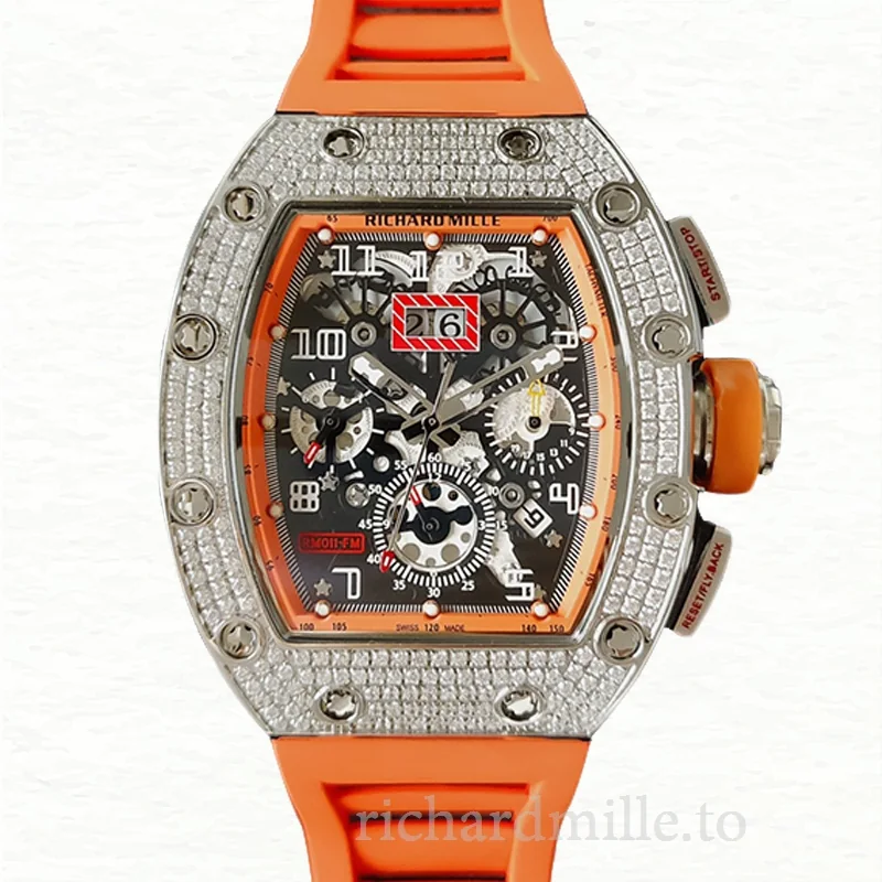 Richard Mille RM011 Men Mechanical Transparent Dial Rubber Band