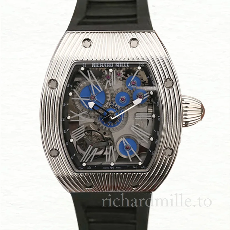 Richard Mille RM018 Mechanical Men Rubber Band Transparent Dial Watch
