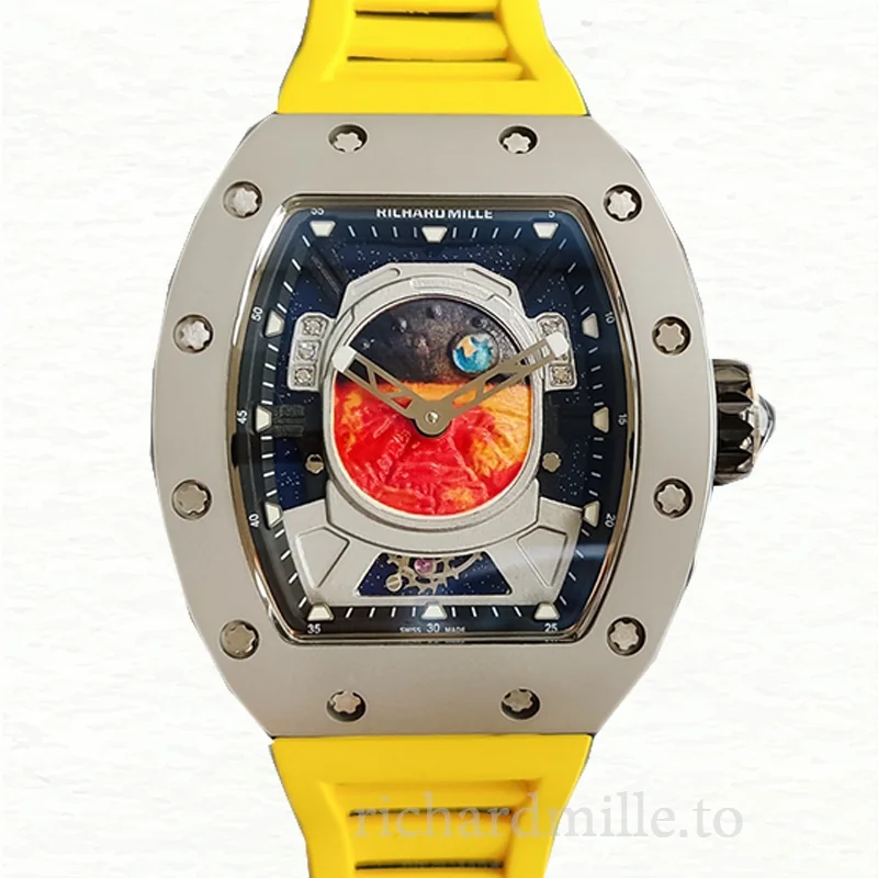 Richard Mille RM52-05 Men Mechanical Rubber Band Mars Earth Dial Watch
