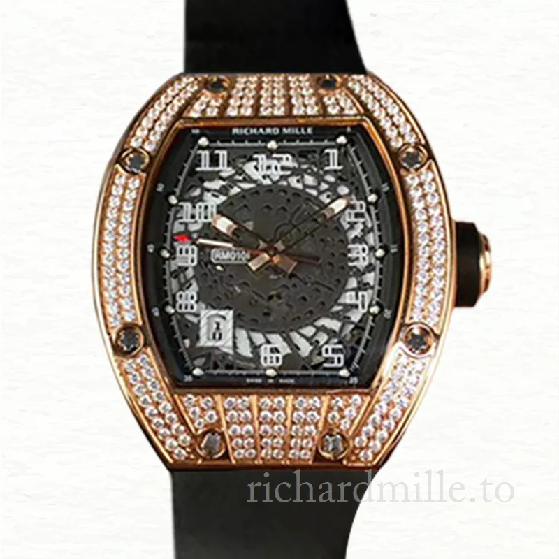 Richard Mille RM010 Men Mechanical Watch Diamond Bezel