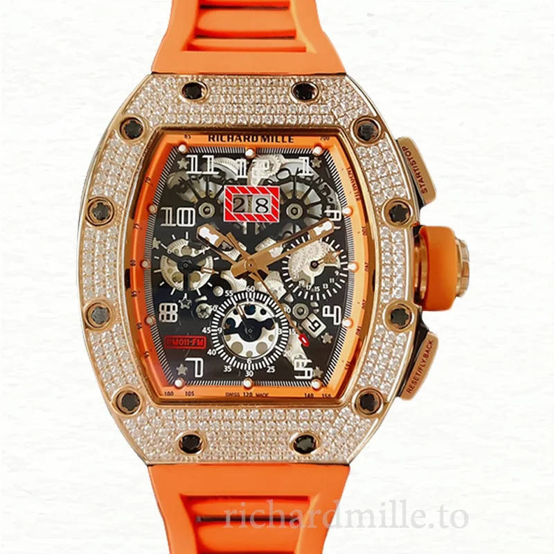 Richard Mille RM011 Men Mechanical Watch Diamond Bezel