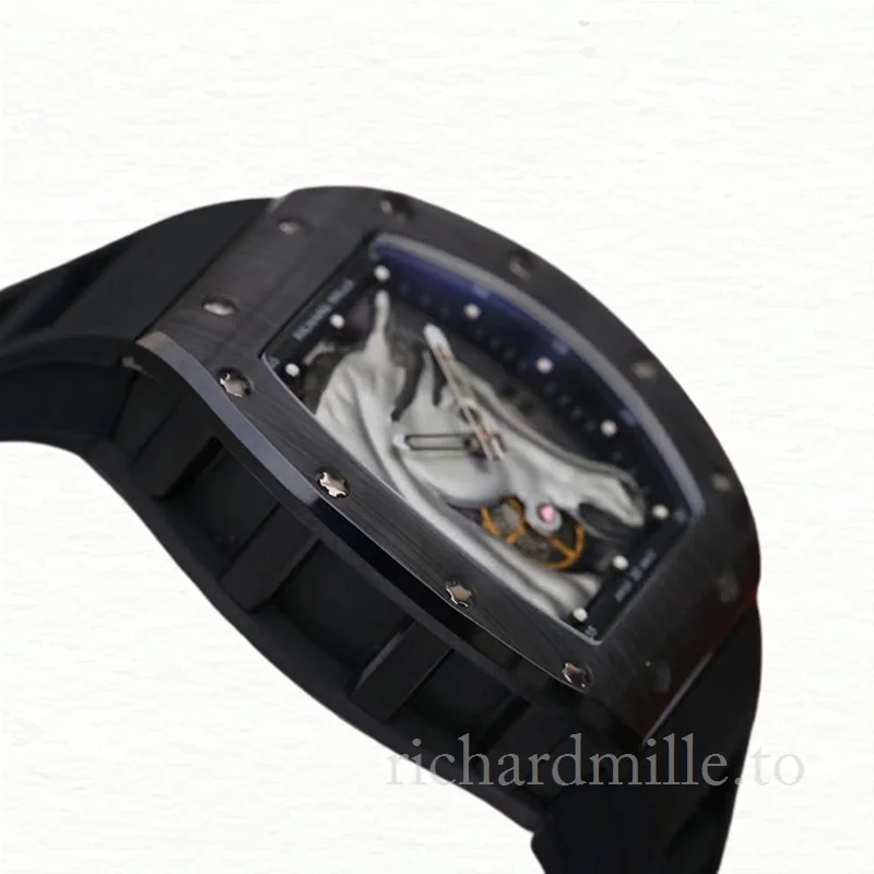 Richard Mille RM52-02 Mechanical Men Watch Stainless Steel Rubber Band