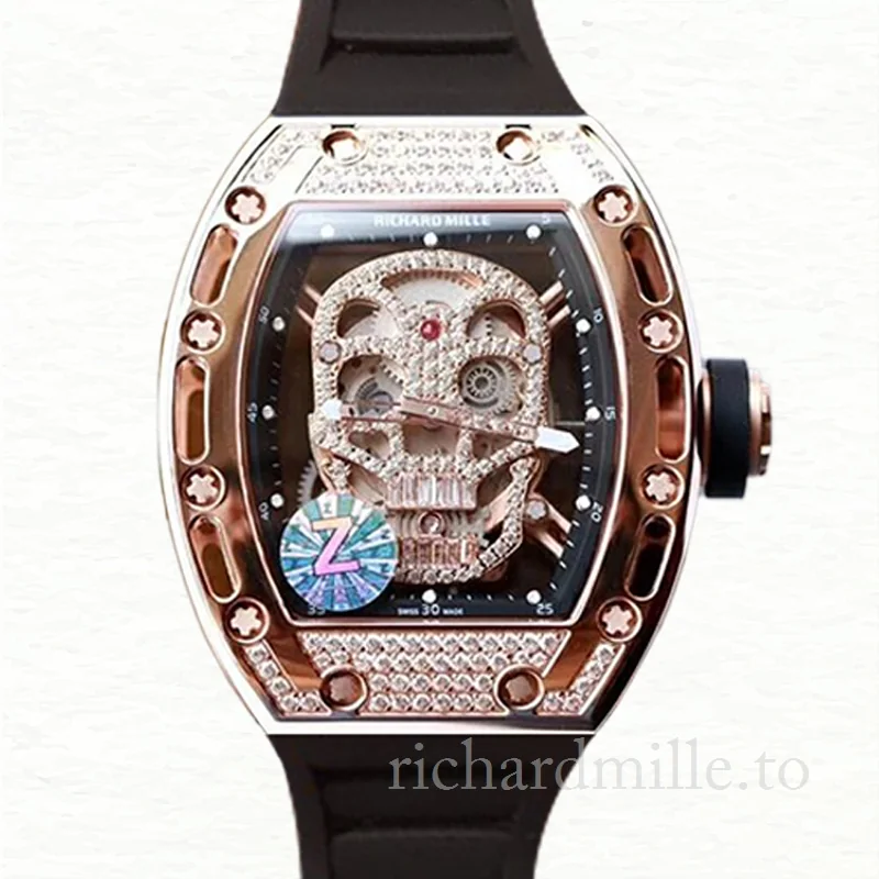 Richard Mille RM052 Mechanical Men Watch Rose Gold Skull Dial