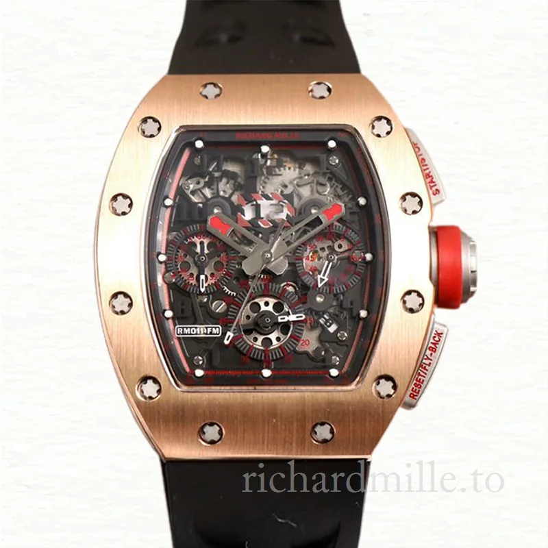 Richard Mille RM011 Automatic Men Watch Transparent Dial
