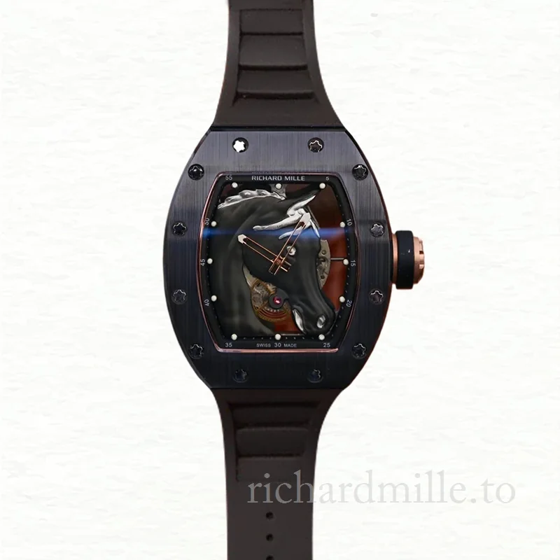 Richard Mille RM52-02 Mechanical Men Horse Head Skeleton Dial Rubber Band