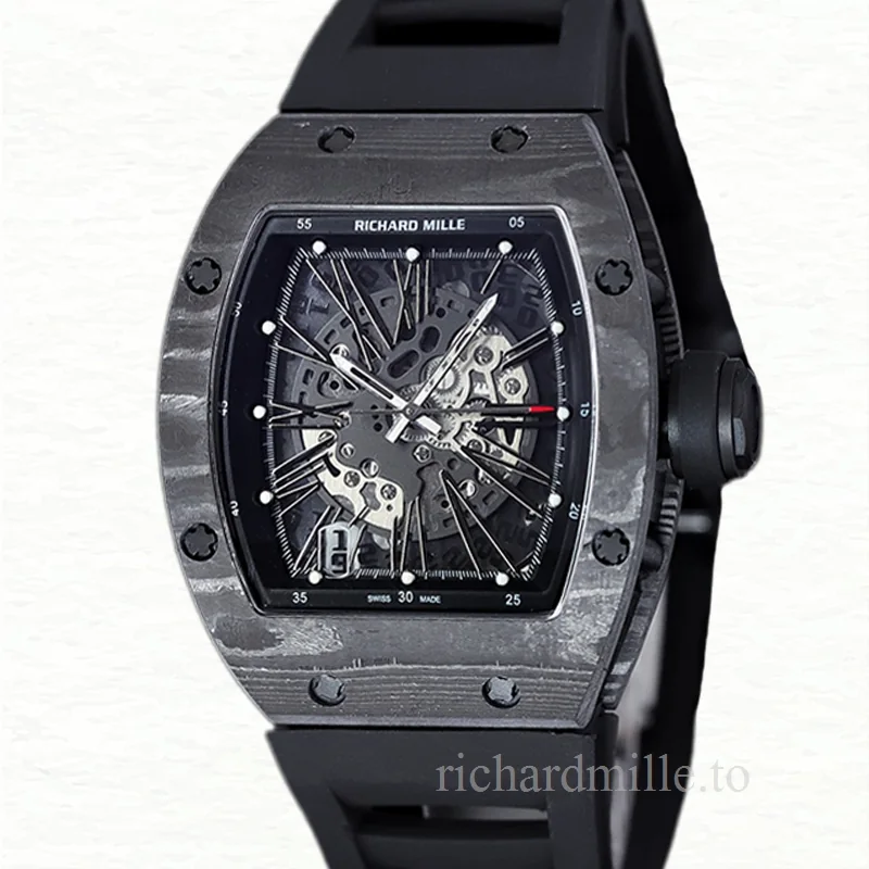 Richard Mille RM 010 Automatic Men Carbon Fiber Transparent Dial