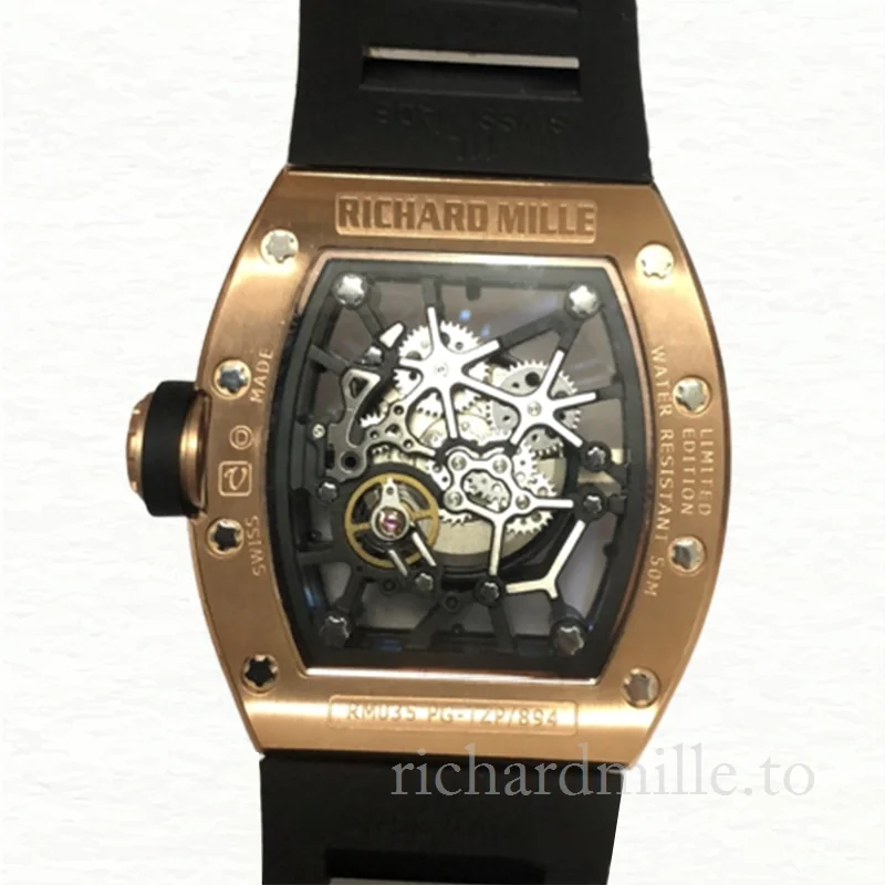 Richard Mille RM035 Men Mechanical Rubber Band Transparent Dial