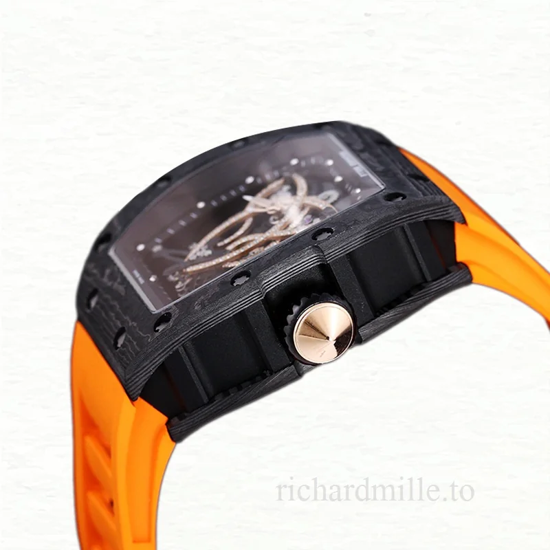 Richard Mille RM 019 Men Automatic Carbon Fiber Rubber Band Transparent Dial