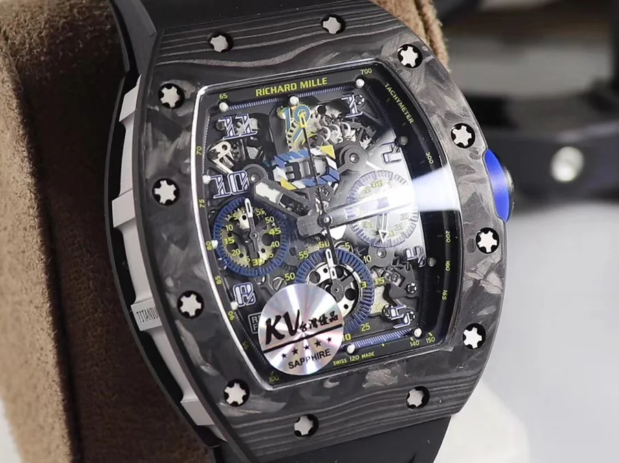 Richard Mille Replica RM 011 Black Strap Black Dial Folding Clasp
