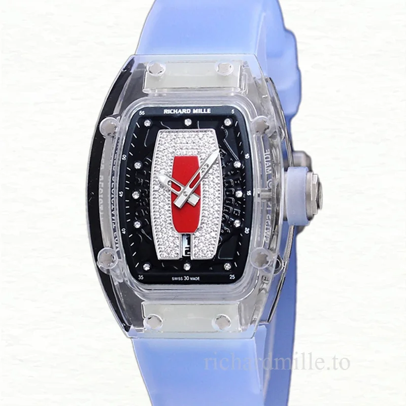 Richard Mille RM 07-02 Ladies Automatic Acrylic Watch Red With Diamonds Dial