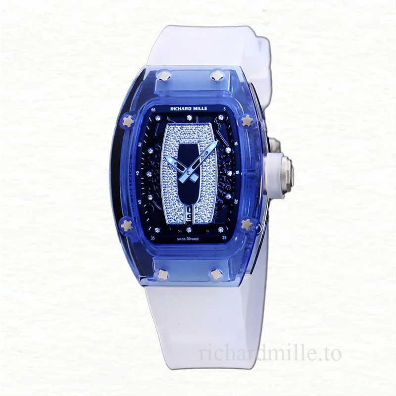 Richard Mille RM 07-02 Automatic Ladies Black With Diamonds Dial Acrylic Rubber Band