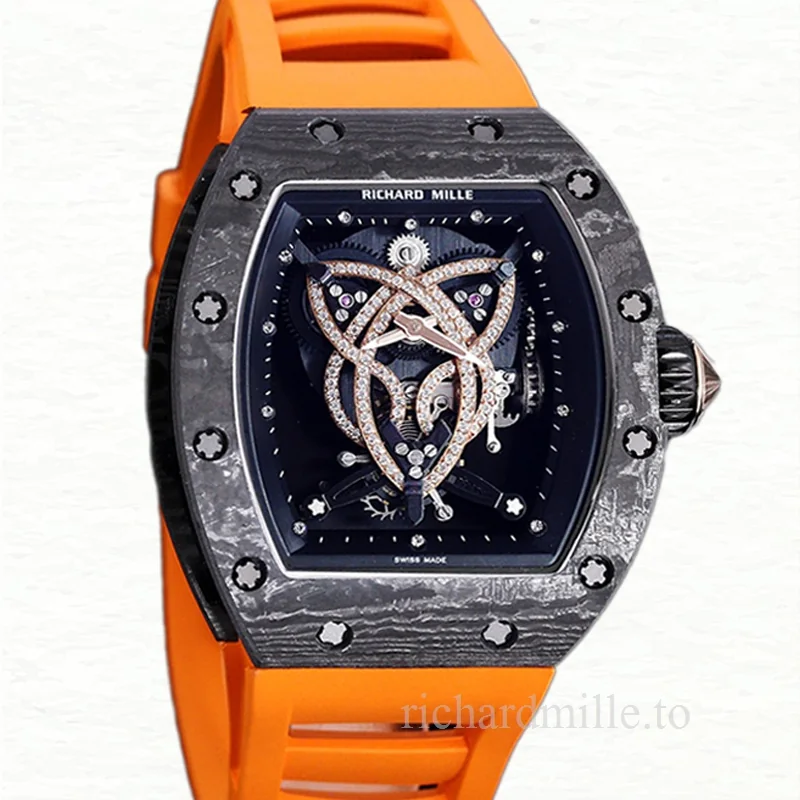 Richard Mille RM 019 Men Automatic Carbon Fiber Rubber Band Transparent Dial