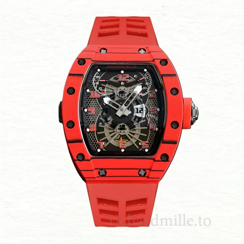 Richard Mille RM022 Automatic Men Black Dial Rubber Band Watch
