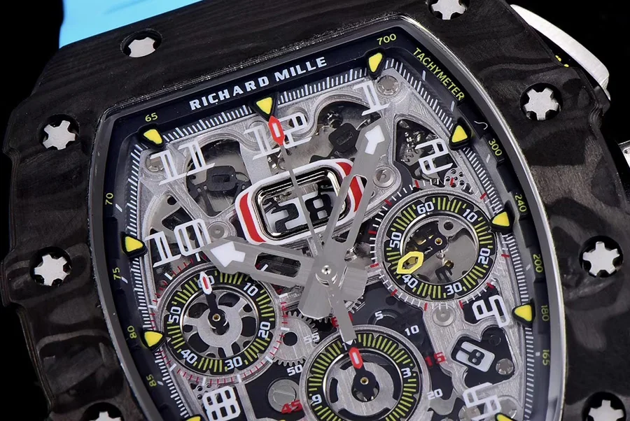 Richard Mille Replica RM 011 Blue Strap Open Face Numerals